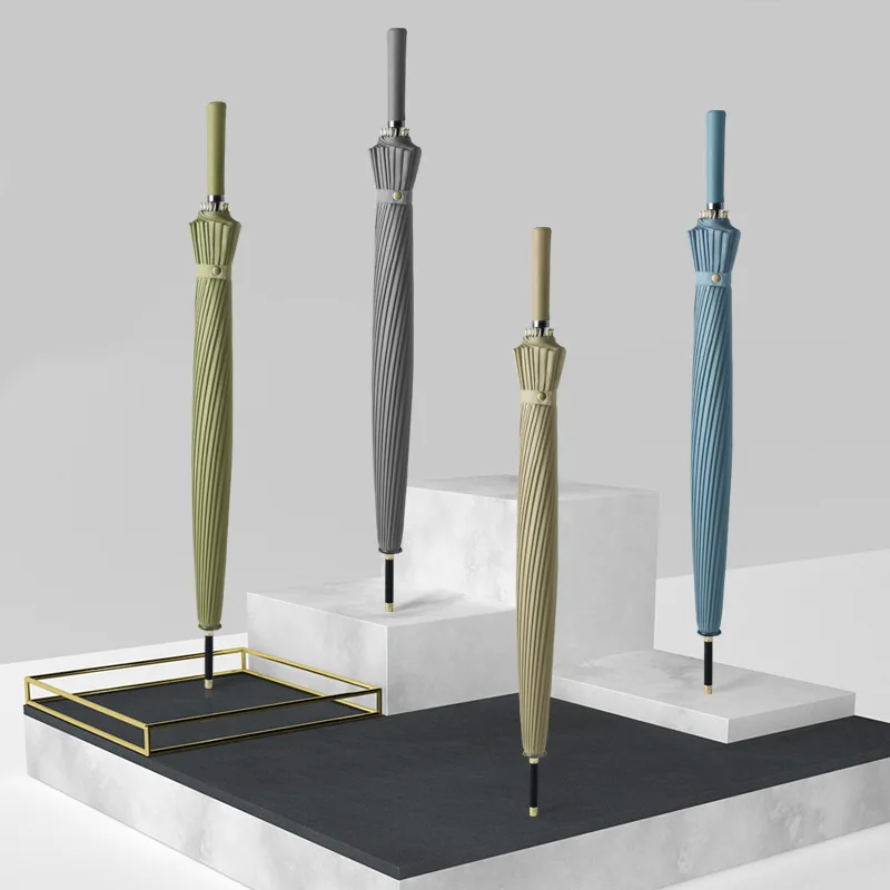 

24k Men's Long Handle Straight Umbrella Reinforced Windproof Oversize Double Umbrella Business Male Umbrella Sweet Women Parasol