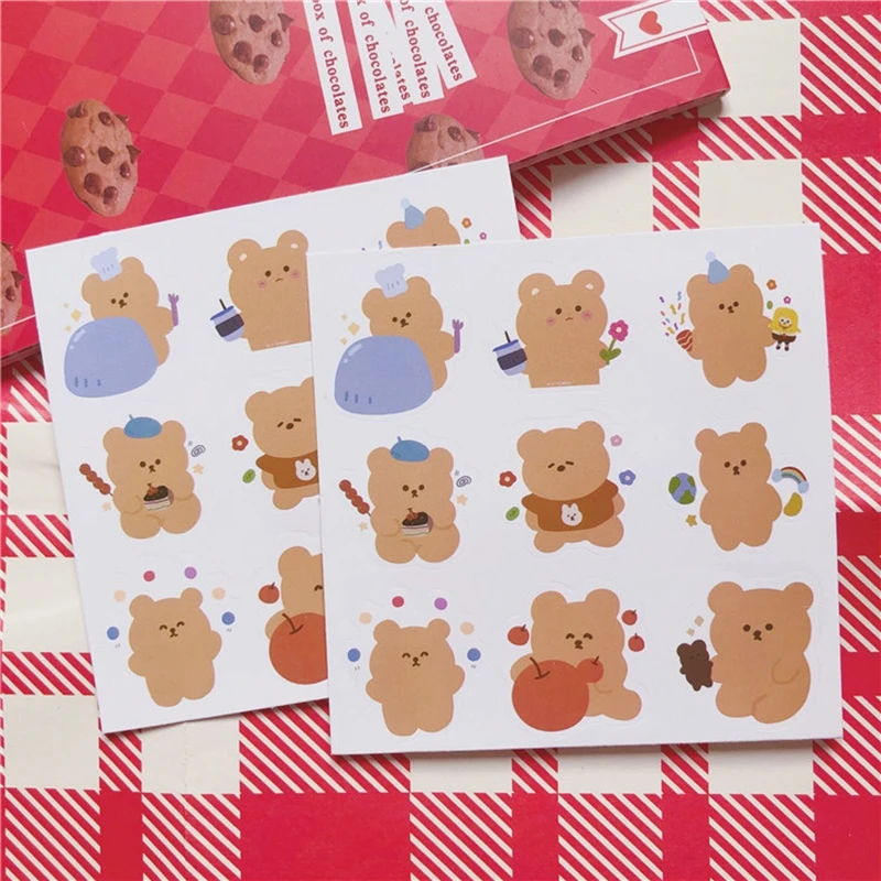 Kawaii Soft Bear Stickers Kids DIY Scrapbooking Stickers Mobile Phone Decorative Sticker School Supplies Escolar Papeleria