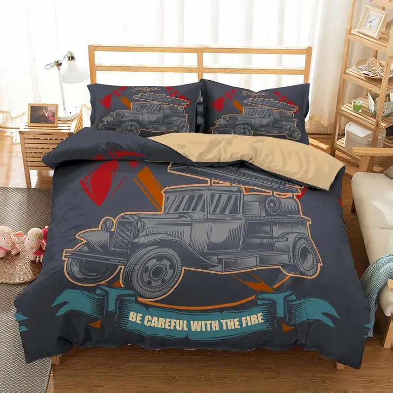

3D Print Cartoon Cars Boys Adult Winter Quilts Single Double King Size Microfiber Duvet Cover Pillowcase Sets For Bedroom Decor