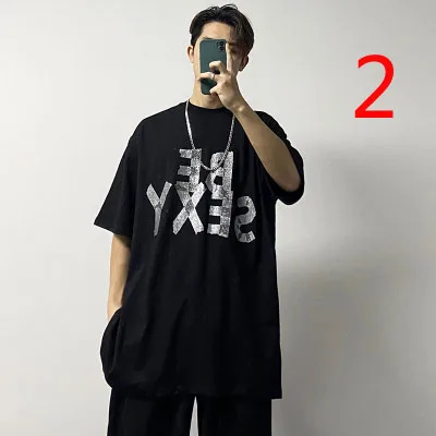 

Short-sleeved T-shirt men's trendy brand Hong Kong style Harajuku bf five-point sleeve male handsome