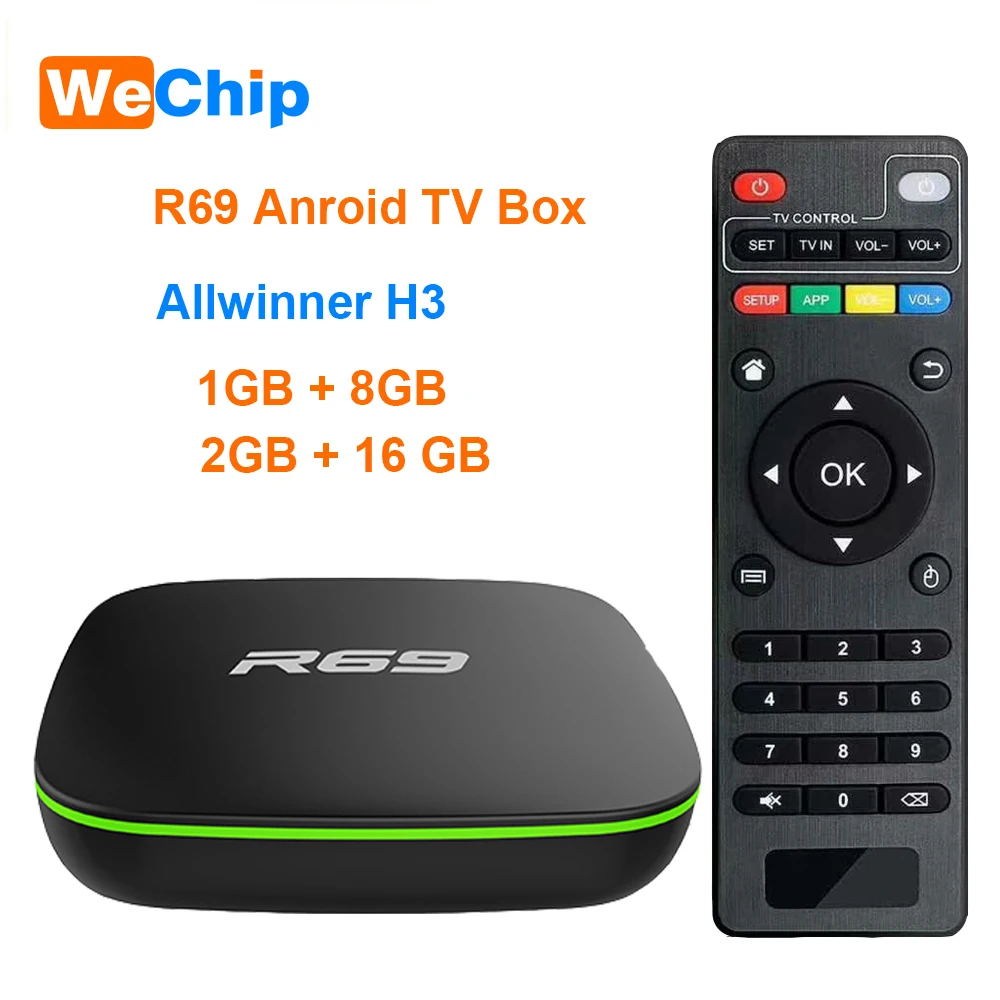 Wechip R69 Smart Android 7,1 ТВ приставка 1 ГБ 8 ГБ Allwinner H3 четырехъядерный 2,4G Wifi приставка 1080P HD Поддержка 3D фильмов медиаплеер