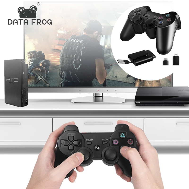 

Data Frog 2.4G Wireless Gamepad for PS2/PS3 Game Joystick for Android Phone/TV Box/Smart TV/PC Dual Vibration Game Controller