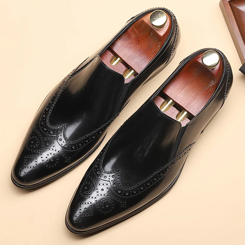 Туфли мужские ручной работы из натуральной кожи удобные лоферы заостренный