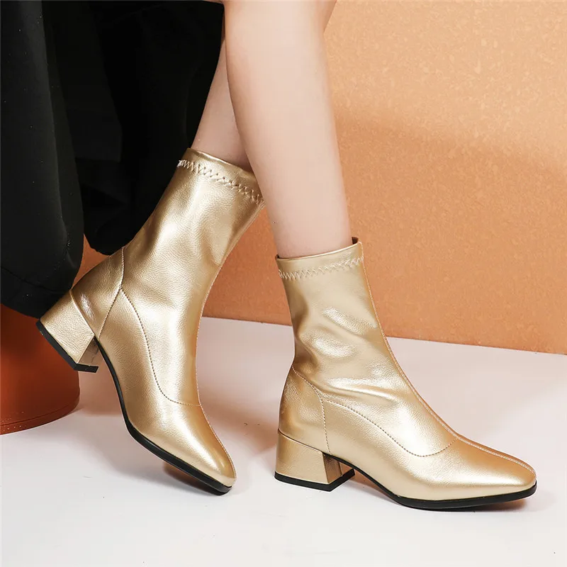 YMECHIC/модные эластичные женские ботильоны из лакированной искусственной кожи