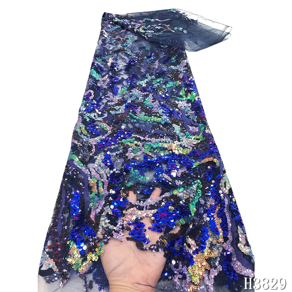 HFX королевский синий французский сетчатый кружевной материал 2020 Высокое