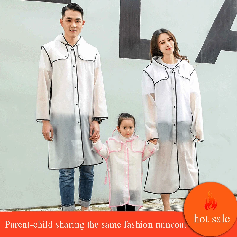 

Parent-child clothing outdoor travel cute style waterproof raincoat adult children poncho girl student fashion woman rain gear
