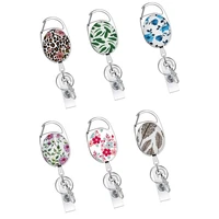office retractable pull lanyard clip keychain cute flowers id badge reel for id card holder office school supplies