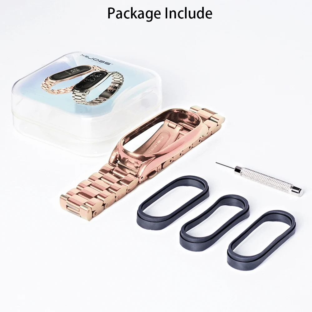 

For Xiaomi Band 5 For Mi Band 6 4 3 Strap Stainless Metal Opaska Correa Bend 4 Miband Wristbands Bracelet Pulsera Global Version