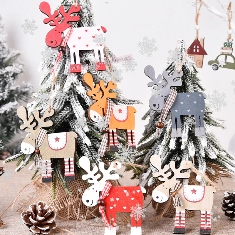 

2021 Christmas Wooden Pendants Ornaments Creative Wood Craft Xmas Tree Ornament