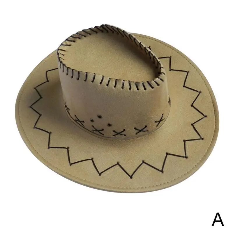 

1pcs Western Cowboy Hat In Tourist Area Feather Cowboy Hat Tourist Hat Suede Faux Leather Beach Travel Cap Colorful Cowboy Hat