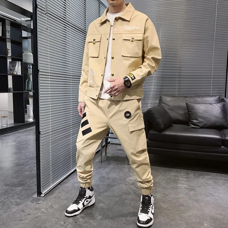 Мужской повседневный комплект из двух предметов куртка и брюки в Корейском стиле