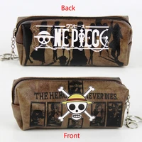 anime pirate king pu leather cosmetic bag luffy zipper pencil bag for school supplies