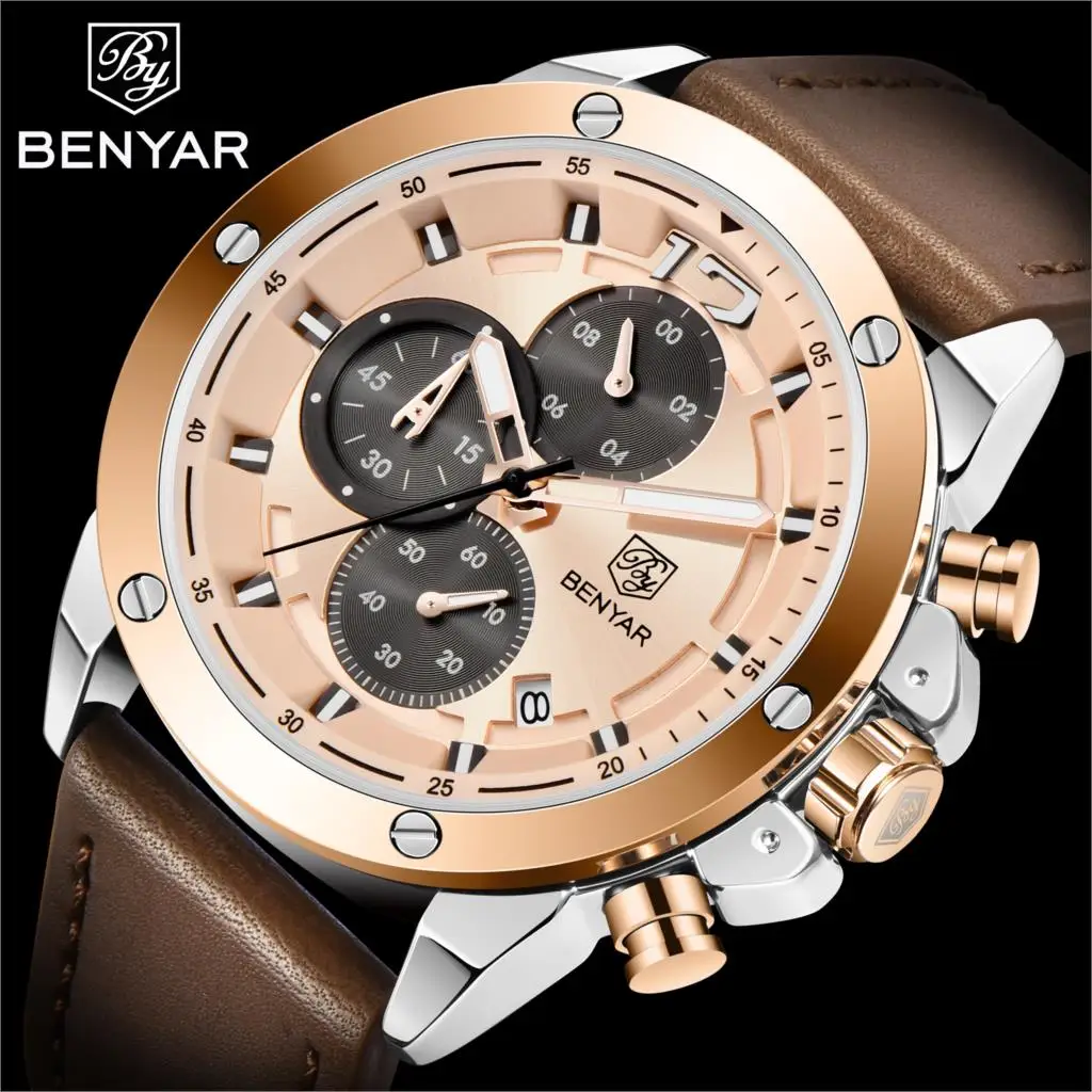 

BENYAR Men Watch Fashion New Waterproof 30M Military Wrist Watches Business Watches Casual Sports for Men Luxury 2020 Quartz