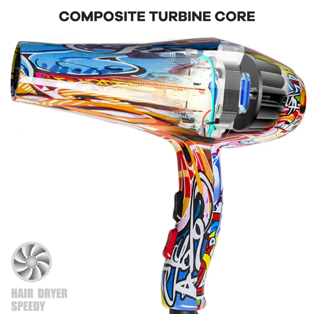 

Color graffiti Hair Dryer Negative Ion Household Strong Wind Blow Dryer Professional Hair Styling Tools Salon Hairdressing