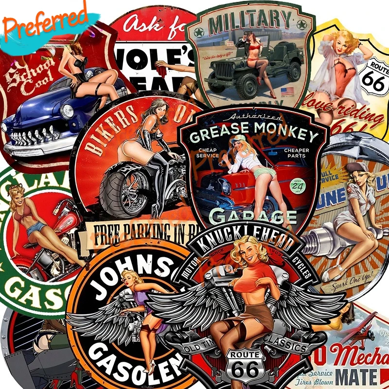 Забавная сексуальная горячая девушка Gasolene гаражный значок для мотокросса