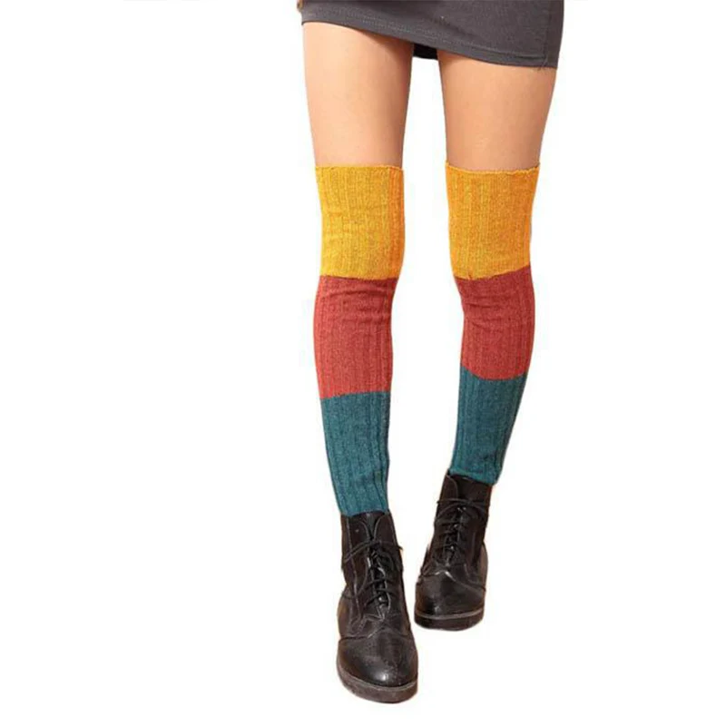 3 цвета полосатые зимние женские гетры для девочек школьная форма носки модный