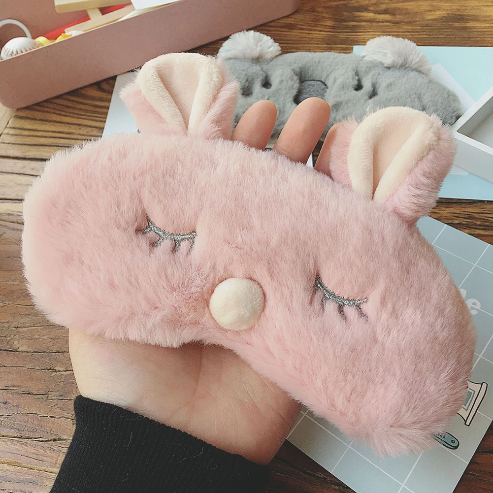 Милый чехол для глаз с животными Спящая маска кролик коала мультяшный ворс тени