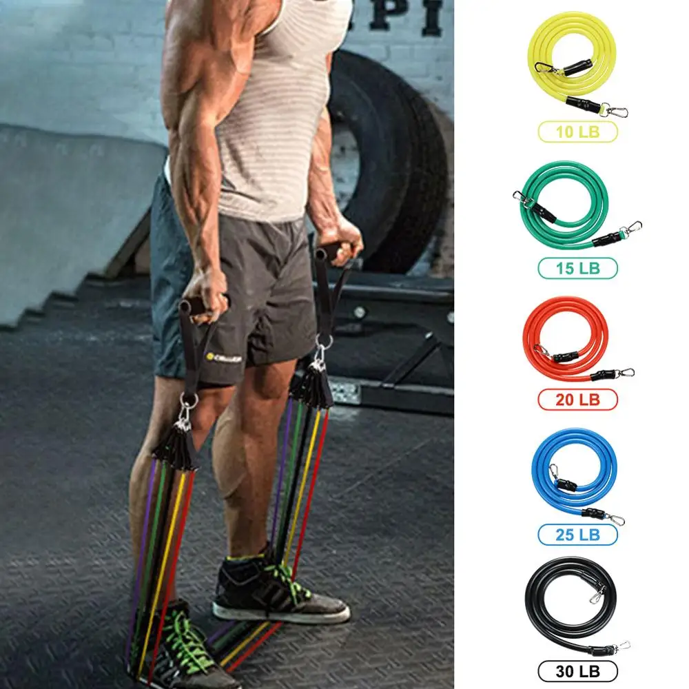 11 шт./компл. Эспандер для фитнеса тренировок Эспандеры латексные трубки педаль