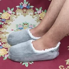 Тапочки мужские замшевые, зимние, с плюшевой подкладкой, домашние, большой размер 48