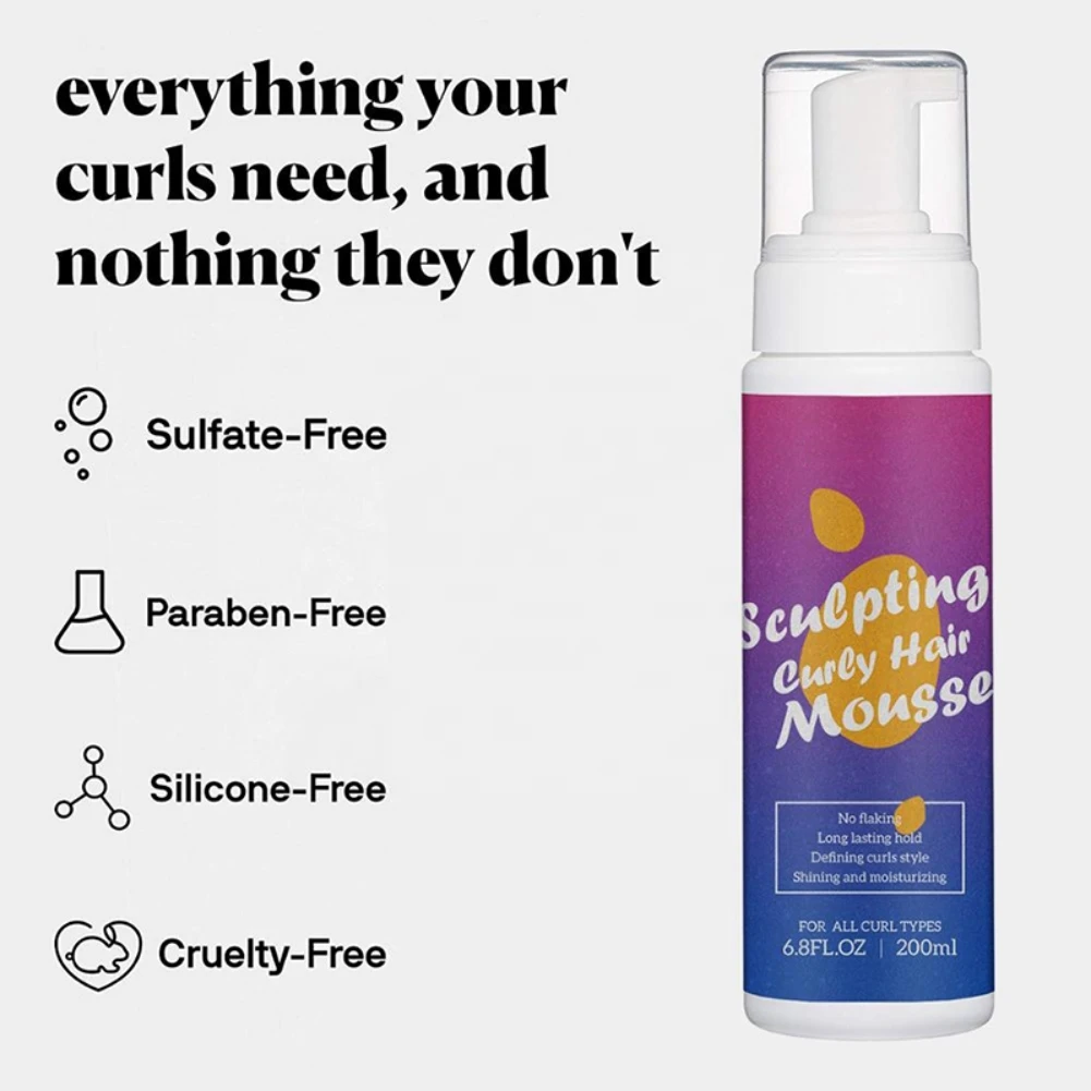 

200ml Curly Hair Mousse Anti-Frizz Fixative Hair Foam Mousse Strong Hold Hair Mousse Define Curly Hair Finishing