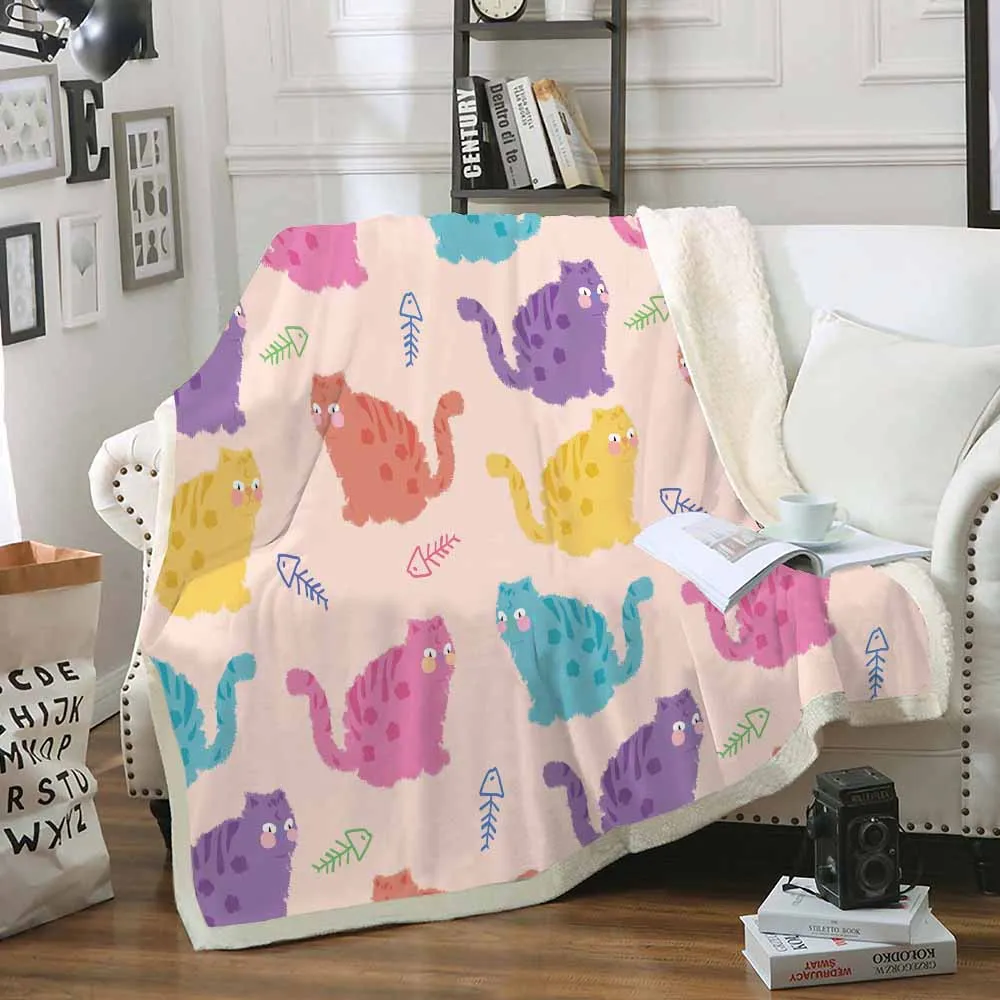 Милое одеяло с рисунком рыбки Гарфилда мягкое флисовое покрывало из шерпы уютное