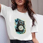Футболка для отдыха, модная женская футболка, Прямая поставка, удобная летняя футболка с принтом Алисы в стране чудес, Харадзюку, Забавный Чеширский кот