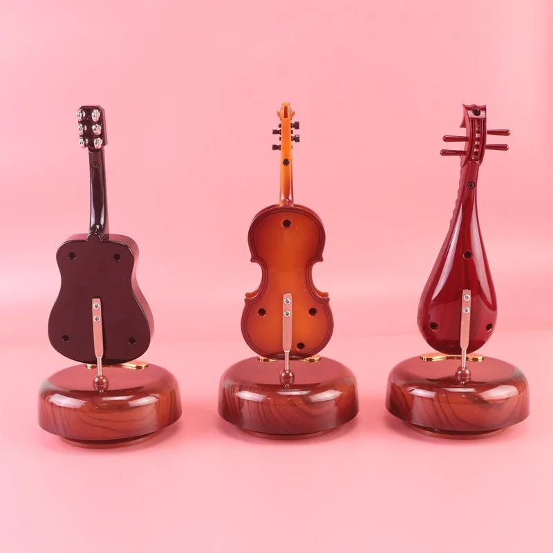 

40# Violin Rotating Music Box Music Instrument Design Student Gift Creative Clockwork High Quality Violin Guitar Pipa Music Box
