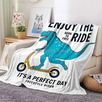 dinosaur riding a bicycle blanketall season lightweight plush and warm home cozy portable fuzzy throw blankets for couch bed so