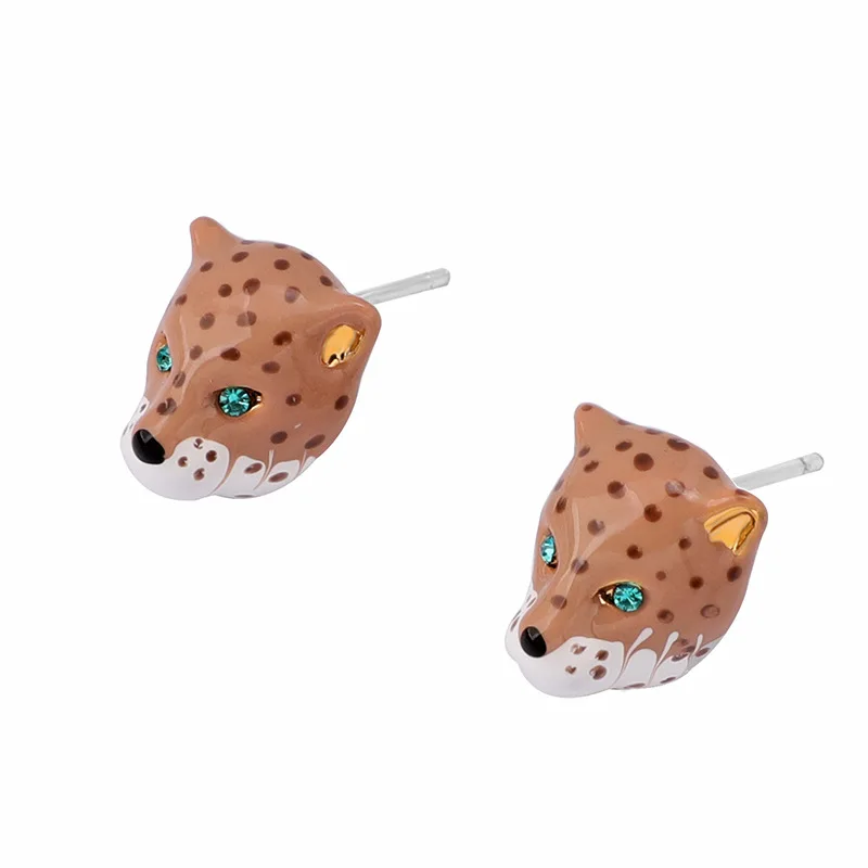 

European and American New Fashion Personality Temperament Enamel Glaze Jewelry S925 Silver Needle Leopard Stud Earrings Earrings