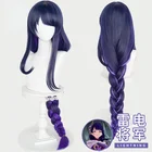 Игра Genshin Impact Косплей Аниме Baal Raiden Shogun силиконовый симулятор головы смелый Плетеный 100 см парик с сеткой для волос