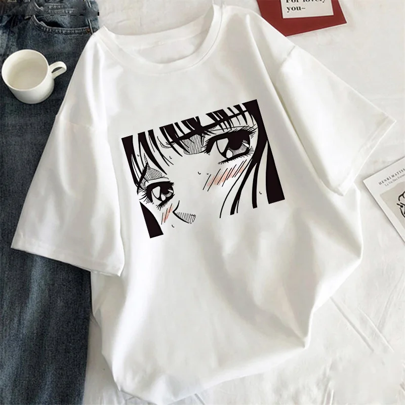 

Tearful girl T-shirt Summer Aesthetic Korean Style White T Shirt Graphic Harajuku Tee Anime Tshirt Women Clothes Tops