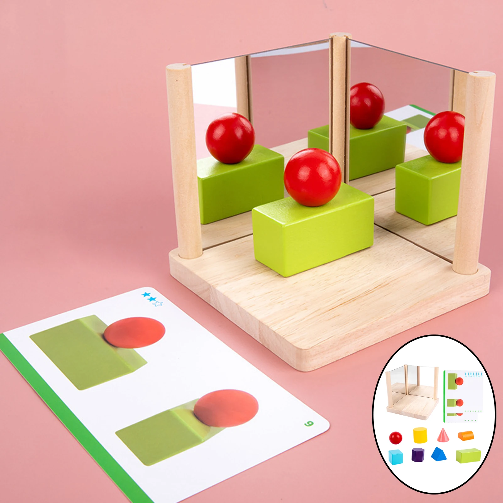 

8 шт., деревянные зеркальные блоки с 11 карточками