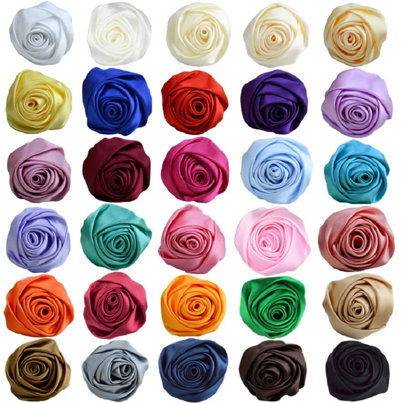 

10PCS5.5cm Silk Satin Roses Bud Artificial Flowers Dress Clothing Baby Headband Hair Clips Material DIY Handmade Crafts Supplies