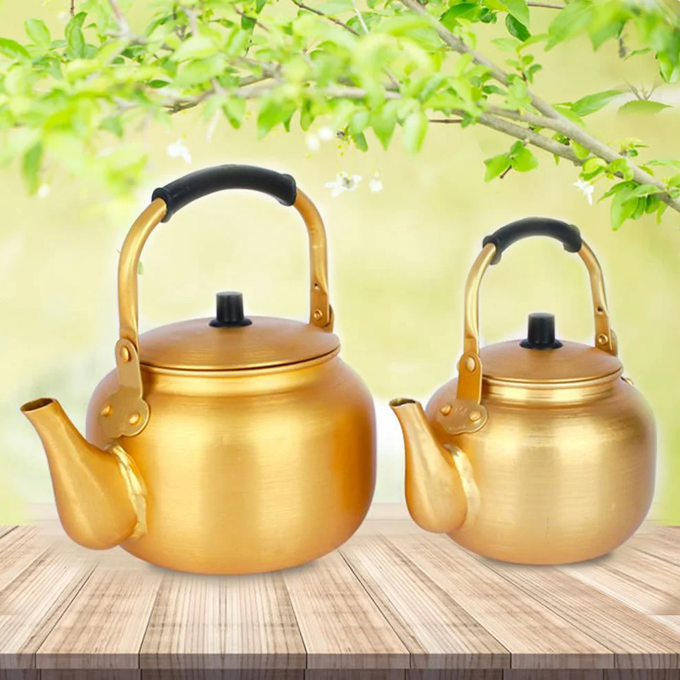 

3L Korean Rice Jug Yellow Aluminum Pot Household Mini Teapot Gas Boiling Kettle Make Tea Warm Wine Pot Beauty Health Tea Infuser