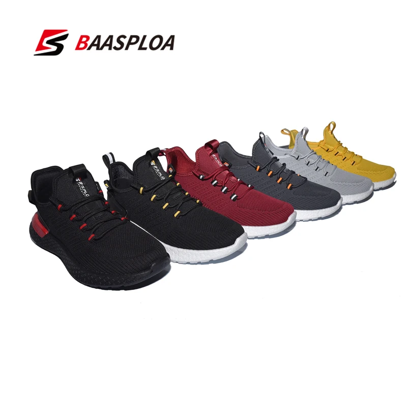

Baasploa New Arrival Men Running Shoes Breathable Trendy Sneakers Casual Light Walking Shoes Comfort Athletic Training Footwear