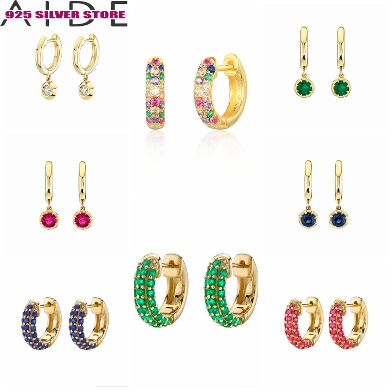 

Серьги-кольца женские из серебра 925 пробы с разноцветными фианитами