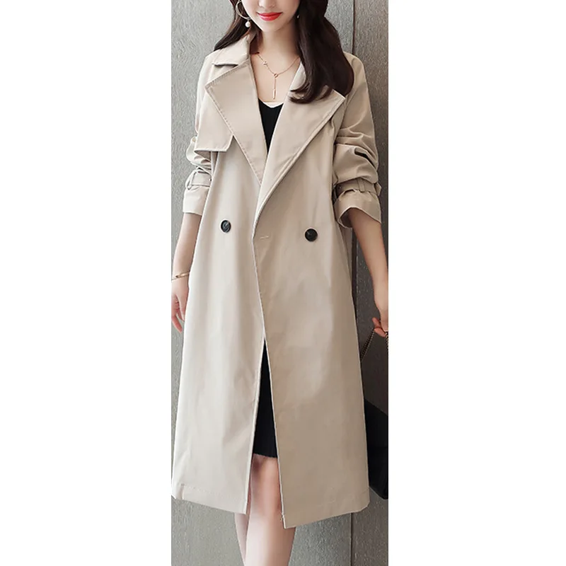 Осенний Новый женский свободный приталенный Тренч для похудения однотонный цвет