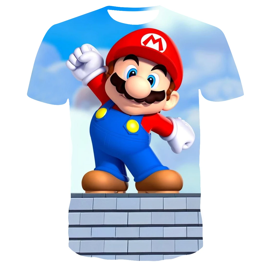 

New fashion hip-hop Super Mario 3D printing men's O-neck short-sleeved T-shirt casual couple shirt street parent-child wear