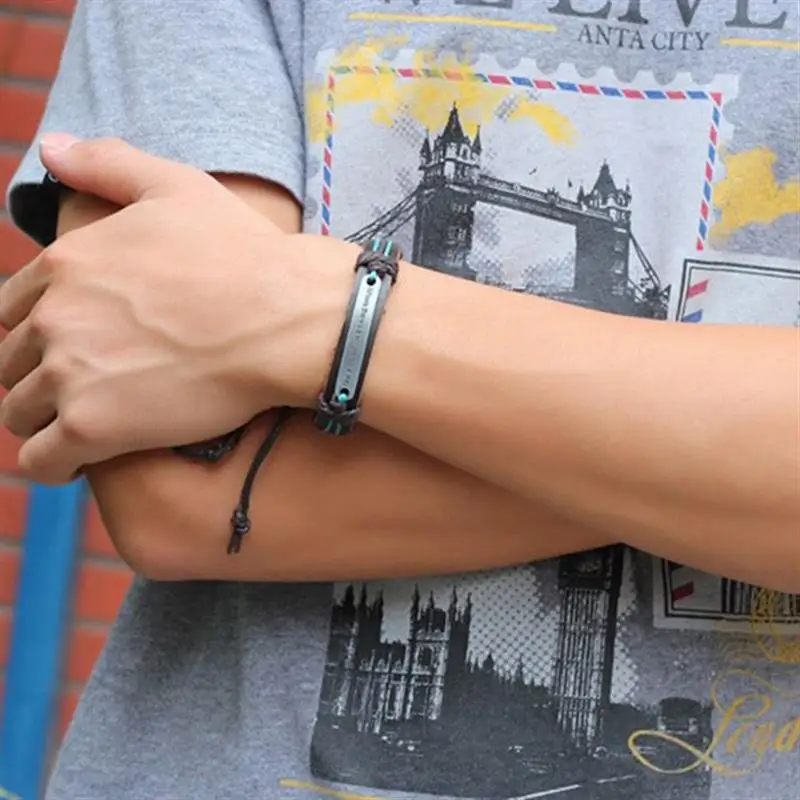 Кожаный браслет для мужчин и женщин многослойный Плетеный винтажный с шармами