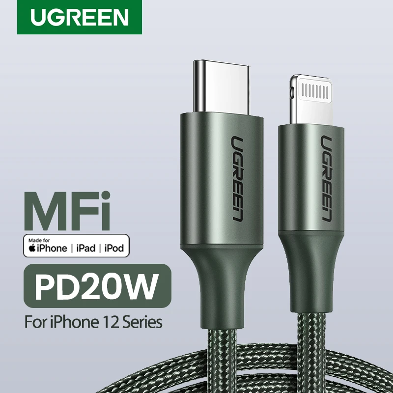 Ugreen MFi USB C к Lightning iPhone зарядный кабель для 12 mini Pro Max 8 PD 18 Вт 20 Кабель быстрой зарядки