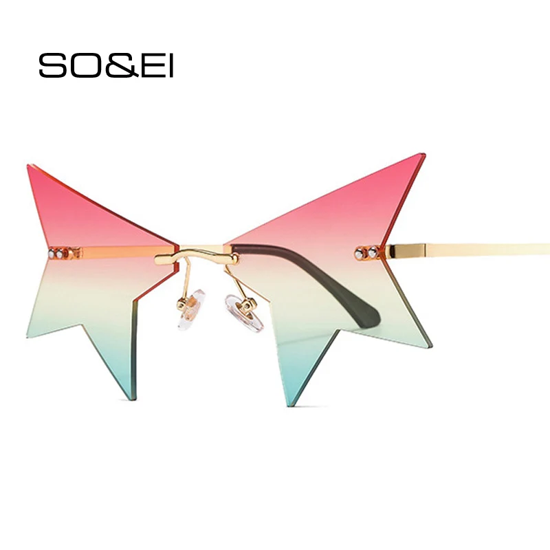 SO & EI модные уникальные солнцезащитные очки без оправы в форме звезды женские