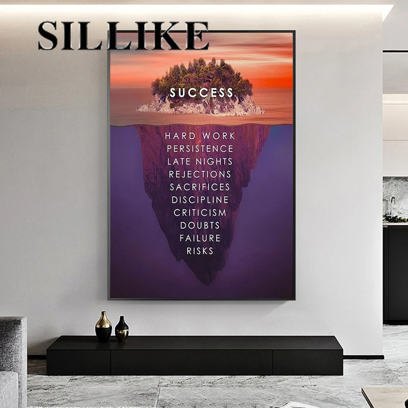 

Vintage Poster in kraft paper Ice Mountain Success Quote Motivational Poster Print Painting Modern Decoration Pictures