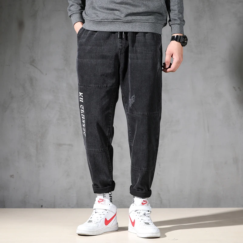 7XL Plus Size 2021 Summer High Quality Men's Baggy ripped solid Pants Cargo Male Casual Denim Fashion Mens Long Jeans Trousers