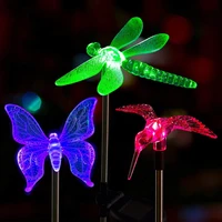 multicolor led solar stake lights outdoor dragonfly butterfly bird lawn lamps outdoor garden yard landscape pathway lights