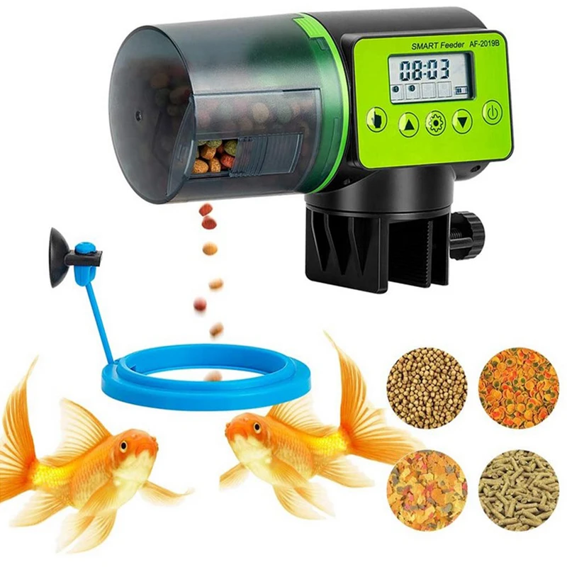 

Smart Automatic Fish Feeder Aquarium Feeder Fish Tank Auto Feeding Dispenser with LCD Indicates Timer Aquarium Accessories