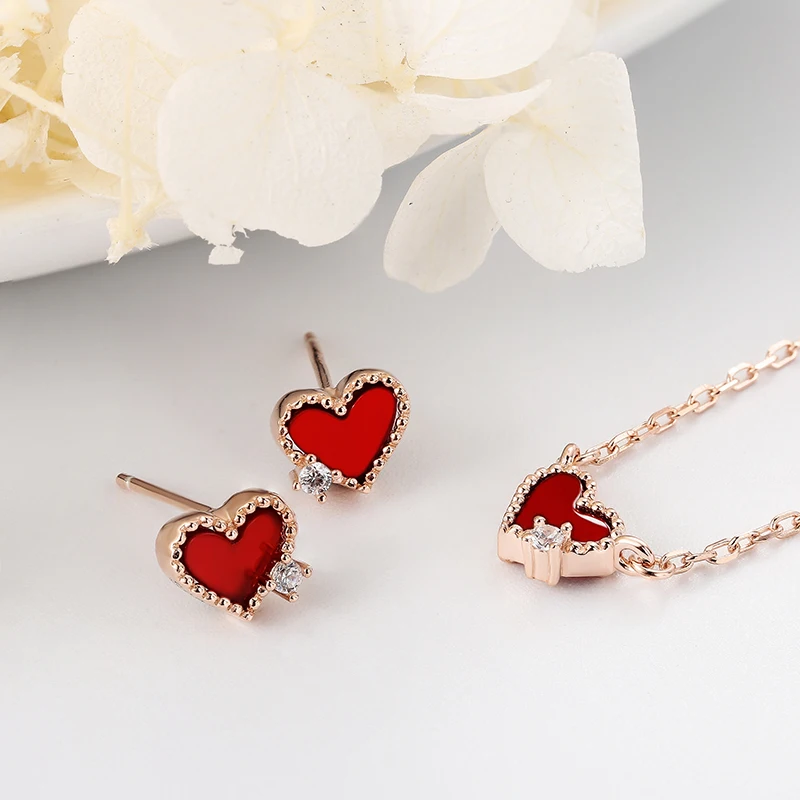

Fashion 925 mini heart earrings red heart Stud earrings are perfect for girls and ladies collocation earring4