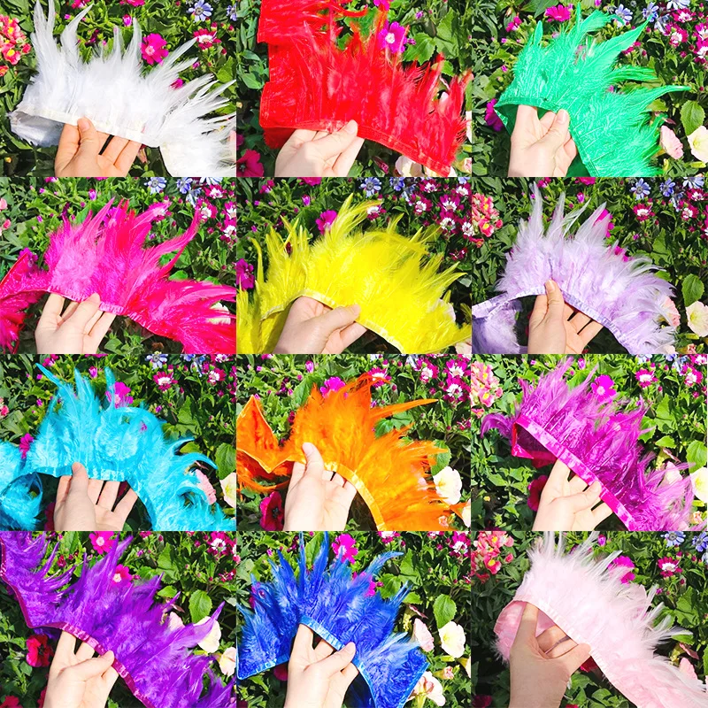 

1M 4-6 inch Chicken Feather Trim Fringe Ribbon For Wedding Dress Clothing Sewing Accessories Party Home Decor DIY Jewelry Crafts