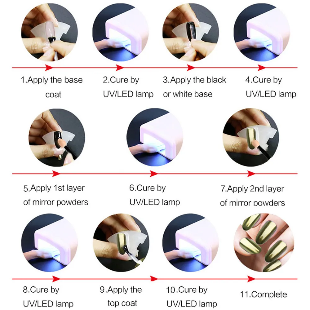 2019 наклейки для ногтей ROSALIND женская зеркальная пудра эффект фотолампы полировка