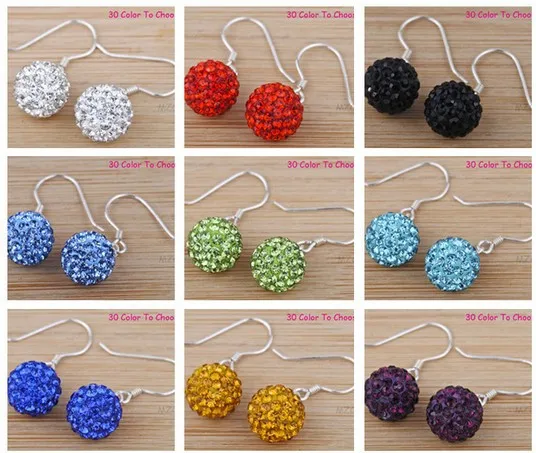 

Can Mix Color DHL Free 10mm Hot crystal Stud Earrings Micro Pave Disco Ball crystal Drop Studs Clay earrings hrt3