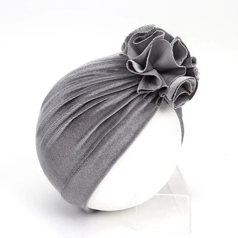 Детская чалма шляпа с цветком дети Топ для новородженных узел Beanie Мягкая вязаная